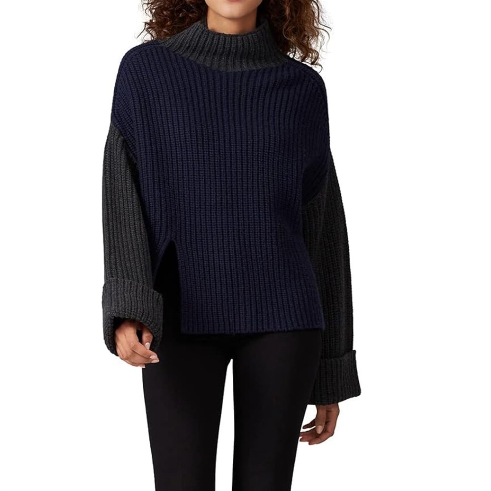 Navy and Gray Knit Sweater- Victor Alfaro